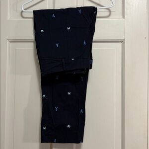 TALBOTS The Perfect Crop Navy Pants Capri Embroidered Crab Lobster Blue size 10